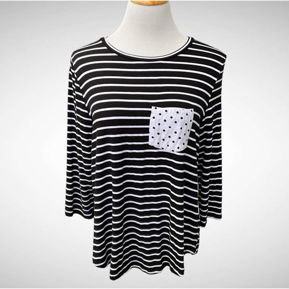 Lili’s Closet Striped Pullover T-Shirt with Contrast Pocket
